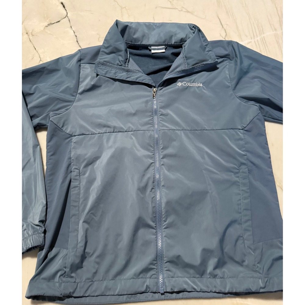 Columbia Mens Hooded Windbreaker Jacket Slate Blue Full Zip Lightweight M - Picture 8 of 12